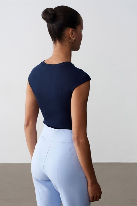 Getailleerd Katoenen Jersey Crewneck T-Shirt - Image 3