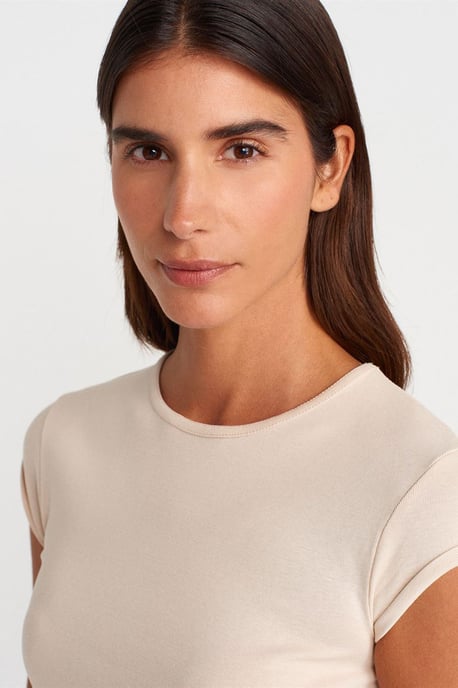 Dames Slim Fit Katoenen Crew Neck T-Shirt - Image 3