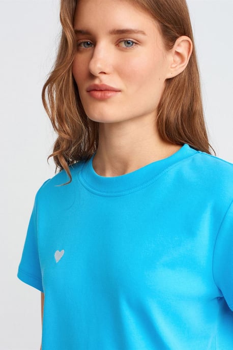 Dames Katoenen T-Shirt met Ronde Hals en Borduursel - Image 4