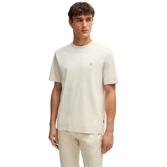 Boss Strak zittend T-shirt voor heren met minimalistisch logo (Gebroken wit) - Image 1