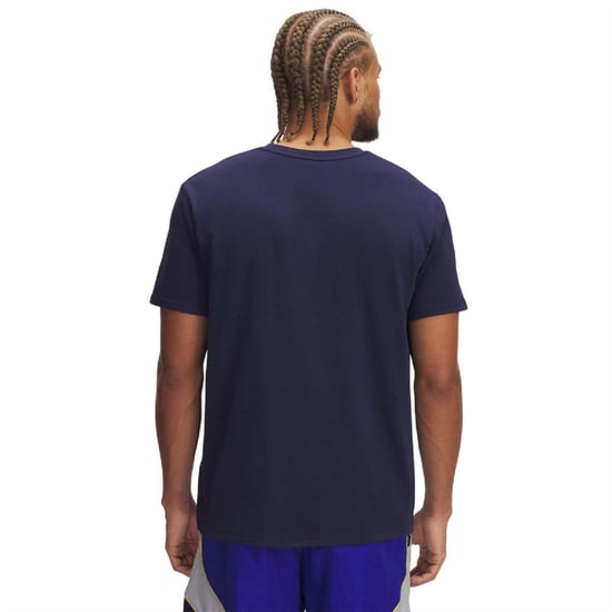 Under Armour Heren Logo Zwaargewicht Los T-shirt (Blauw) - Image 4