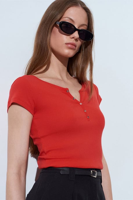 Women's Slim Fit Cotton U-Neck T-Shirt - Image 1