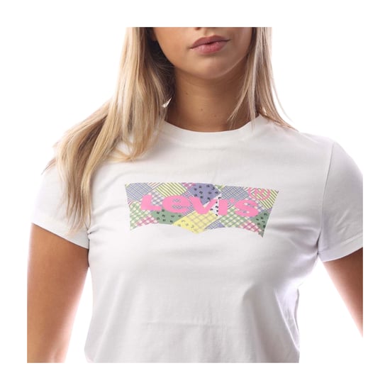 Levis Patchwork-T-shirt för dam och dam (Ljus vit) - Image 3