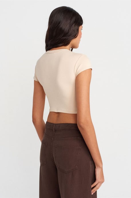 Dames Slim Fit Crop Crewneck T-shirt - Image 2