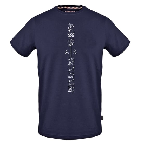 Aquascutum Heren-T-shirt met verticaal logo en ronde hals (Marine) - Image 1