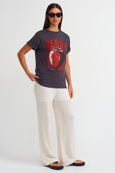 Dames Katoenen Geprinte Rundhals T-Shirt - Image 3