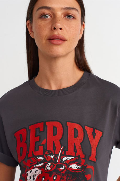 Dames Katoenen Geprinte Rundhals T-Shirt - Image 4