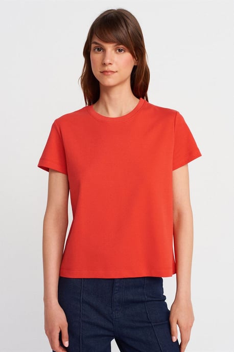 Women's Cotton Ribbed Crew Neck T-Shirt - Image 1