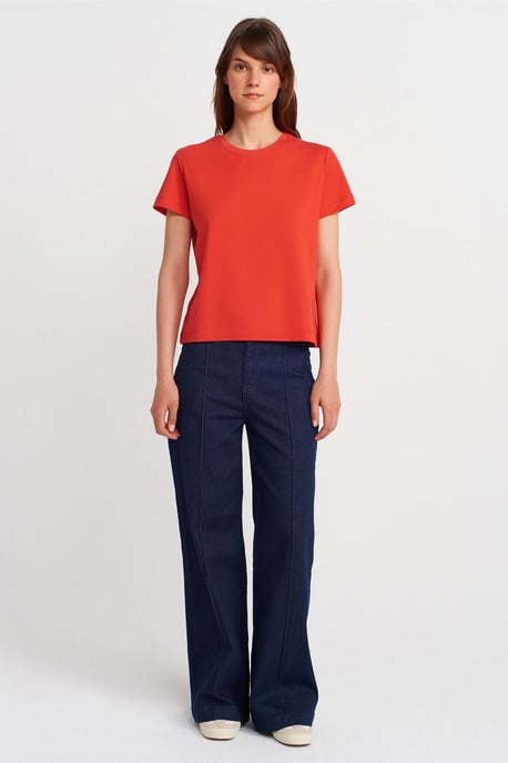Women's Cotton Ribbed Crew Neck T-Shirt - Image 4
