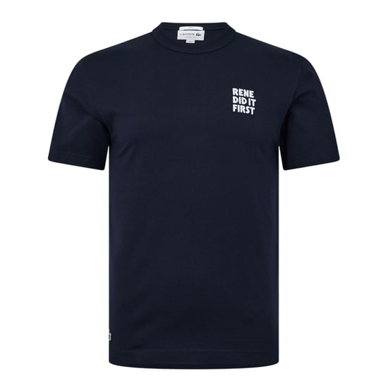 Lacoste Heren Rene Did It First Rugbedrukking Katoen Regular T-Shirt (Marineblauw) - Image 1