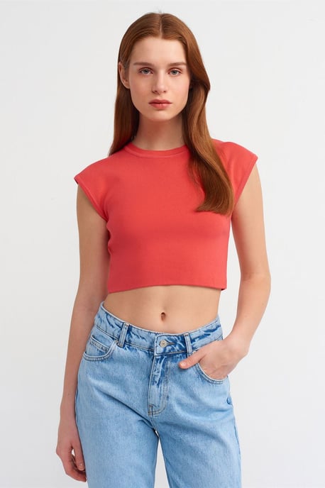 Dames Mouwloze Geribbelde Crop T-Shirt - Image 2