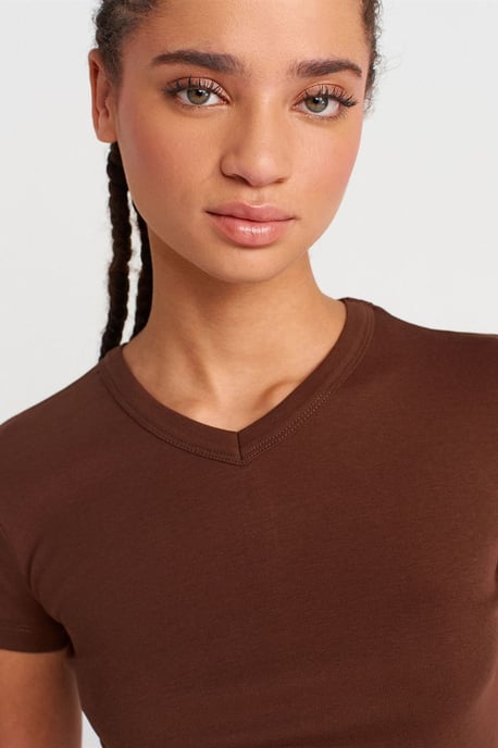 Slim Fit Katoenen V-hals T-shirt - Image 3