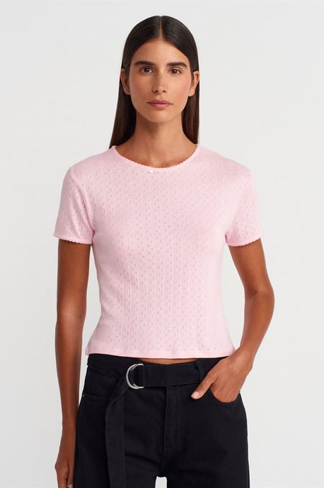 Damstickad Croppad T-shirt - Image 1