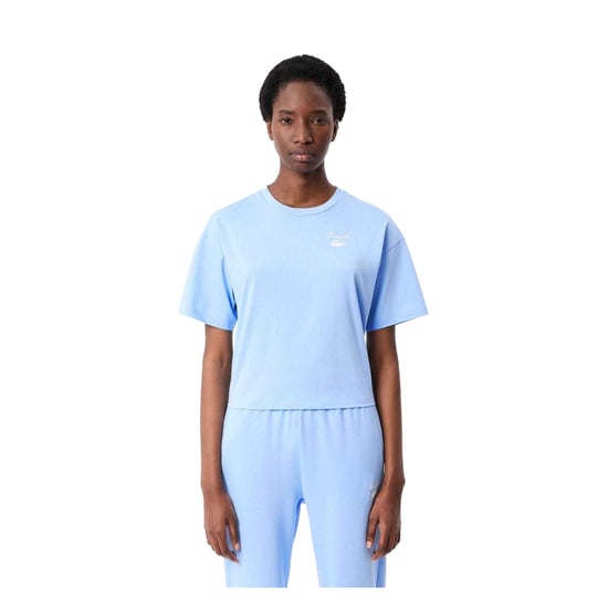 Lacoste Dames/Dames Logo Zwaar Katoen Relaxed Fit T-shirt (Lichtblauw) - Image 1