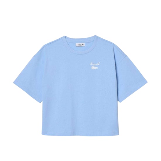 Lacoste Dames/Dames Logo Zwaar Katoen Relaxed Fit T-shirt (Lichtblauw) - Image 2