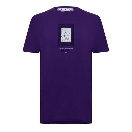 Off White Heren Spiegel Katoen Regular T-shirt met korte mouwen (Paars) - Image 1