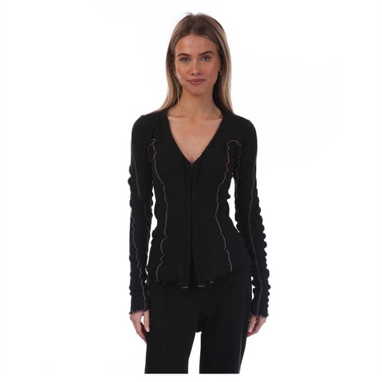 Diesel Dames/Dames T-Ribas top met schulpranden (Zwart) - Image 1