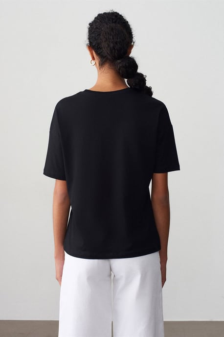Dam T-shirt med rund hals i bomull - Image 2