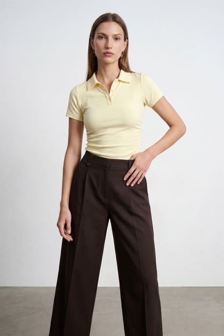 Women’s Crop Slim Fit Polo T-Shirt - Image 1