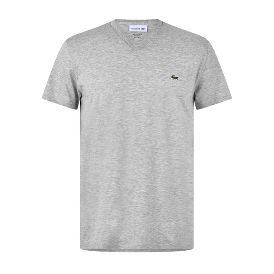 Lacoste Heren Pima Logo Lichtgewicht V Hals T-shirt (Zilvergrijs) - Image 1
