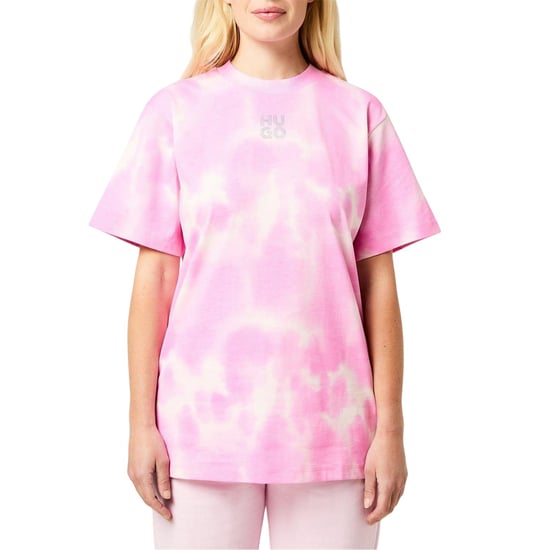 Hugo T-shirt met ronde hals en tie-dye-print voor dames (Medium Roze) - Image 1
