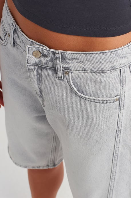 Dames Mid-Waist Wijde Denim Shorts - Image 4