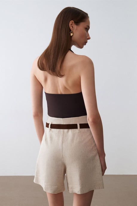 Högmidjade beltdade vida skräddarsydda shorts - Image 2