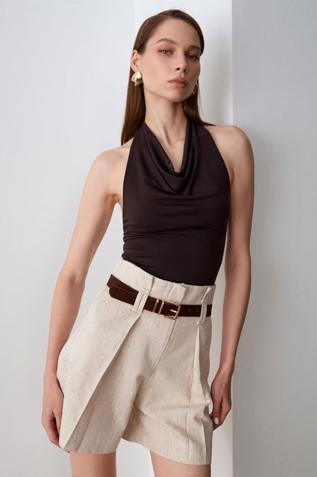 Högmidjade beltdade vida skräddarsydda shorts - Image 3