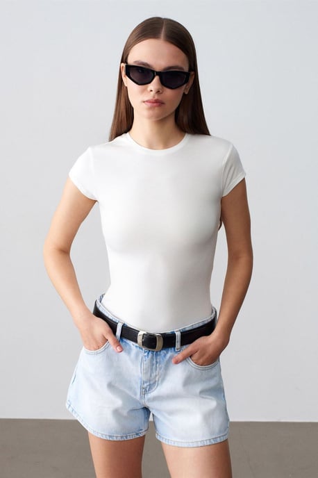 Hoge taille Katoenen Denim Shorts - Image 1
