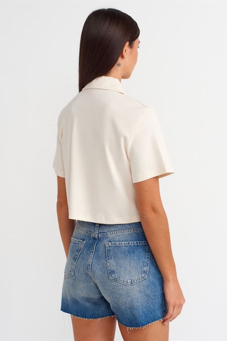 Hoge Taille Denim Shorts Met Knoopsluiting - Image 2
