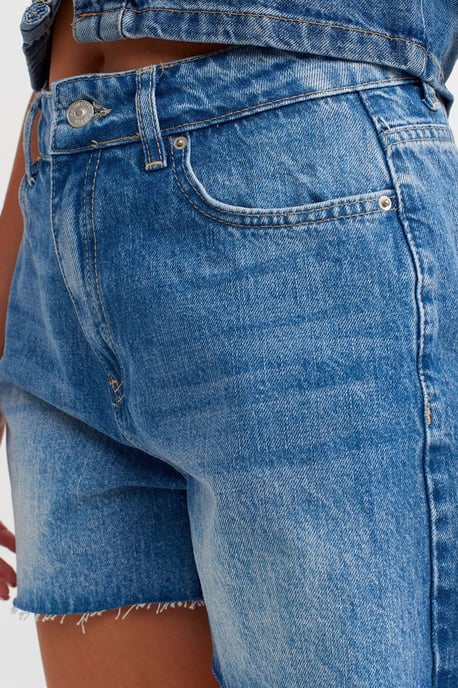 Hoge Taille Denim Shorts Met Knopen Sluiting - Image 4