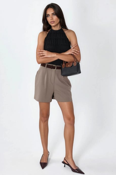 High Waist Wide Leg Belted Shorts - Image 4