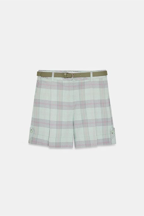 Hoge Taille Geruite Short met Ceintuur - Image 5