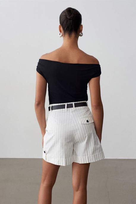 Hoge taille gestreepte broek met riem - Image 2