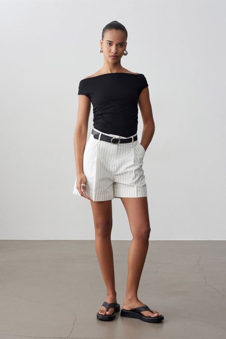 Hoge taille gestreepte broek met riem - Image 3