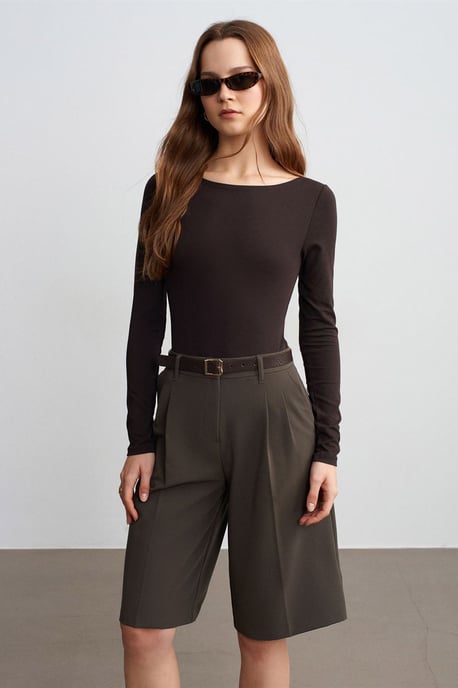 Hoge taille Geknoopte Geweven Tailored Shorts - Image 4