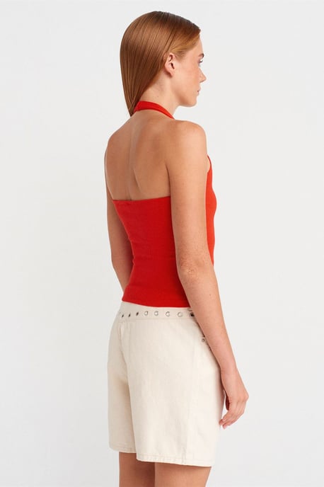 Dams bomullsjeansshorts med dragsko i midjan - Image 2