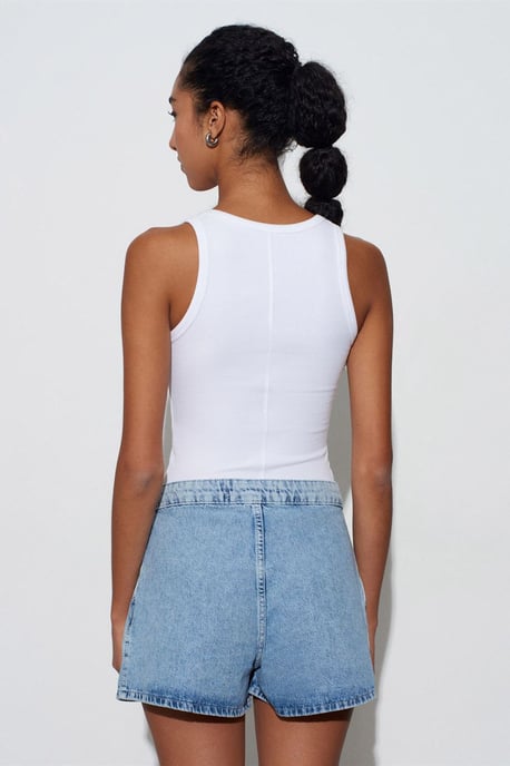 Hoge Taille Wijd Been Katoenen Denim Shorts - Image 2