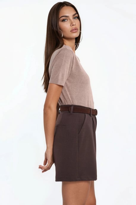 Hoge Taille Wijde Pijp Gecureerde Shorts - Image 2