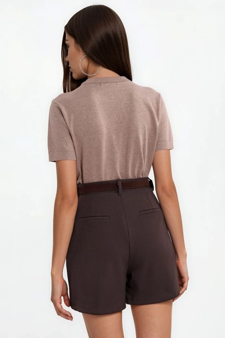 Hoge Taille Wijde Pijp Gecureerde Shorts - Image 3