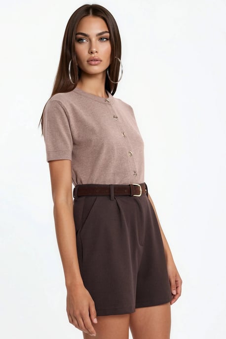 Hoge Taille Wijde Pijp Gecureerde Shorts - Image 5