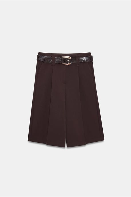 Hogewaisted Geknoopte Wijde Tailored Shorts - Image 5