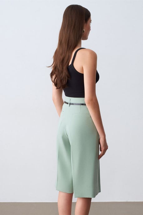 Hoge taille Wijde Crepe Shorts Met Ceintuur - Image 2