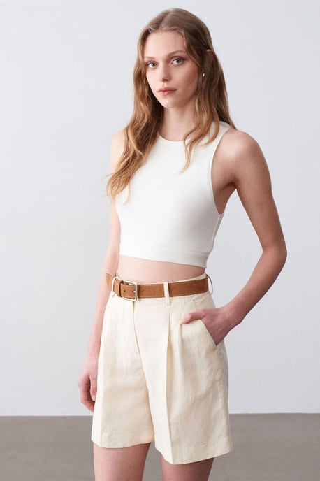 High-Waist Wide-Leg Tailored Shorts - Image 4