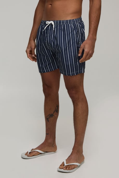 Striped Mid Length Swim Shorts - Image 1
