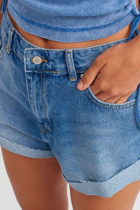 Hoge Taille Katoenen Denim Shorts - Image 4