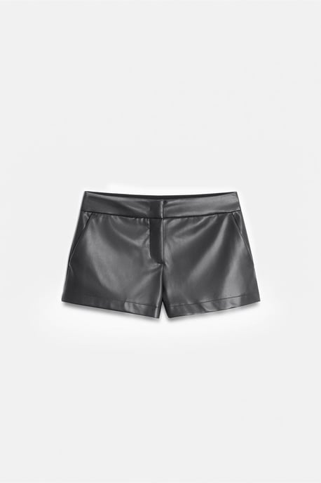 Midwaist fusk läder mini shorts - Image 3