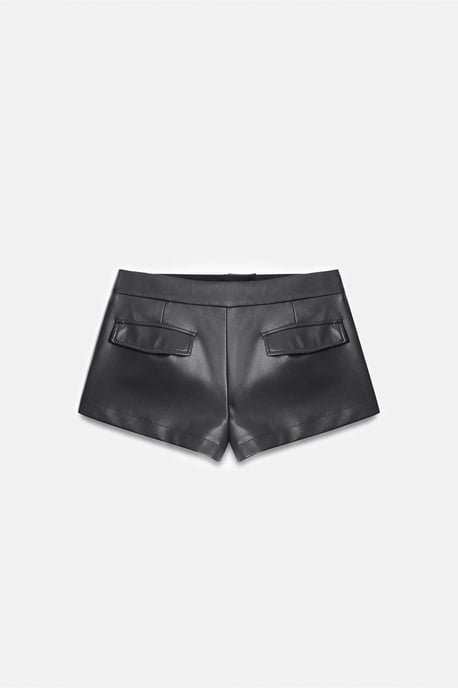 Midwaist fusk läder mini shorts - Image 4