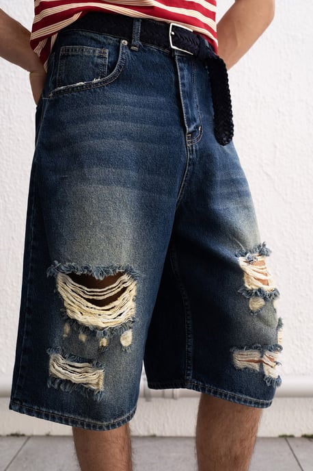Förstörda Denim Vida Midishorts - Image 2