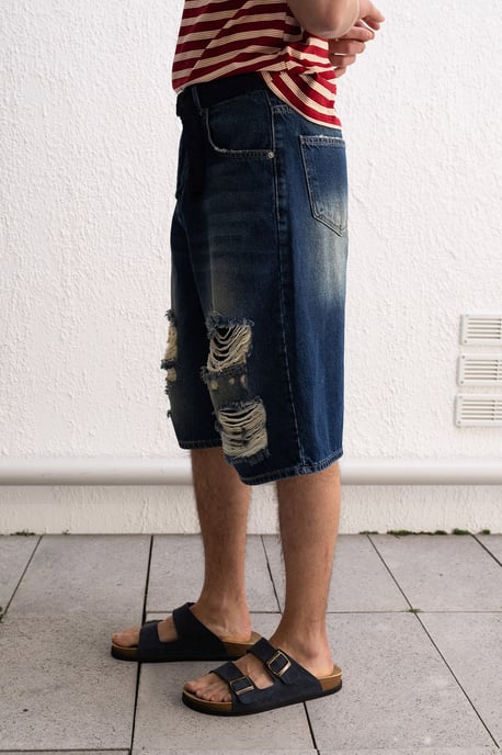 Förstörda Denim Vida Midishorts - Image 4